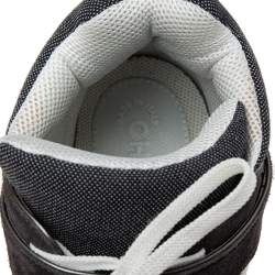 Chanel Grey/White Canvas And Leather CC High Top Sneakers Size 45
