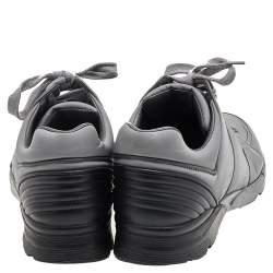 Pre Owned Chanel Grey/Black Nylon And Leather Low Top Sneakers Size 40.5