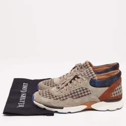 Pre Owned Chanel Multicolor Suede and Tweed CC Low-Top Sneakers Size 44