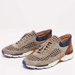 Pre Owned Chanel Multicolor Suede and Tweed CC Low-Top Sneakers Size 44