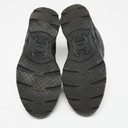 Chanel Black Leather And Mesh CC High Top Sneakers Size 43