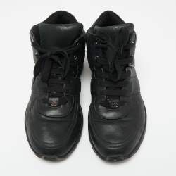 Chanel Black Leather And Mesh CC High Top Sneakers Size 43
