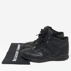 Chanel Black Leather And Mesh CC High Top Sneakers Size 43