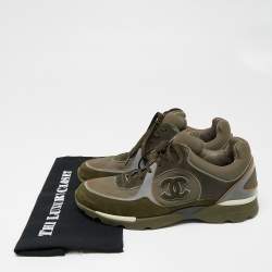 Chanel Multicolor Suede and Leather CC Low-Top Sneakers Size 43
