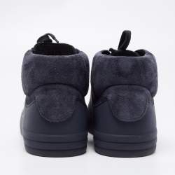 Chanel Navy Blue Suede And Rubber CC High Top Sneakers Size 44