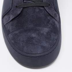 Chanel Navy Blue Suede And Rubber CC High Top Sneakers Size 44
