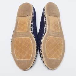 Chanel Blue Denim CC Espadrille Flats Size 43