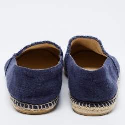 Chanel Blue Denim CC Espadrille Flats Size 43
