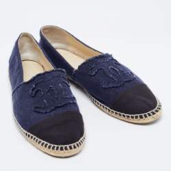 Chanel Blue Denim CC Espadrille Flats Size 43