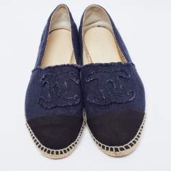 Chanel Blue Denim CC Espadrille Flats Size 43