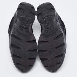 Chanel Black Lurex And Fabric CC Low Top Sneakers Size 41