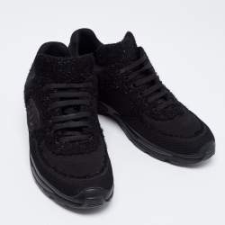Chanel Black Lurex And Fabric CC Low Top Sneakers Size 41