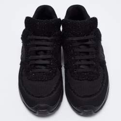 Chanel Black Lurex And Fabric CC Low Top Sneakers Size 41