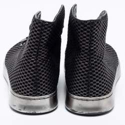 Chanel Black Mesh and Leather CC Cap Toe High Top Sneakers Size 40.5 
