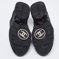 Pre Owned Chanel Black Suede And Fabric CC Low Top Sneakers Size 45