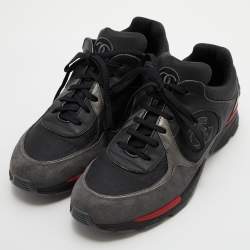 Chanel Multicolor Fabric, Nubuck and Leather CC Lace Up Sneakers Size 45