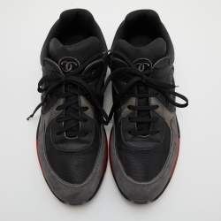 Chanel Multicolor Fabric, Nubuck and Leather CC Lace Up Sneakers Size 45