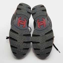 Chanel Multicolor Fabric, Nubuck and Leather CC Lace Up Sneakers Size 45