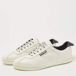 Chanel White Leather Interlocking CC Logo Low Top Sneakers Size 41.5