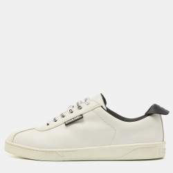 Chanel White Leather Interlocking CC Logo Low Top Sneakers Size