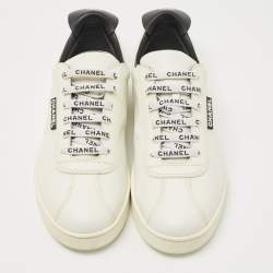 Chanel White Leather Interlocking CC Logo Low Top Sneakers Size 41.5