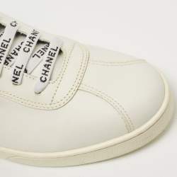 Chanel White Leather Interlocking CC Logo Low Top Sneakers Size 41.5