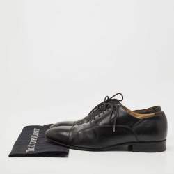  Chanel Black Leather Lace Up Oxfords Size 44