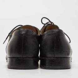  Chanel Black Leather Lace Up Oxfords Size 44