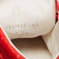 Chanel Red Leather and Nylon CC High Top Sneakers Size 41