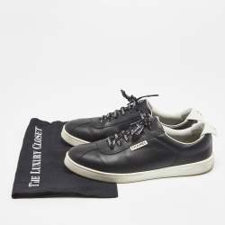 Chanel Black Leather Logo Lace Up CC Low Top Sneakers Size 43