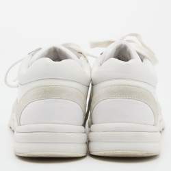 Chanel White Nylon, Suede and Leather CC Low Top Sneakers Size 39.5