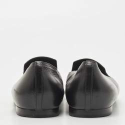 مملوكة مسبقًا Chanel Black Leather CC Slip On Smoking Slippers Size 42