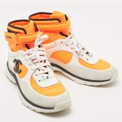 Chanel Tricolor Leather and Neoprene CC High Top Sneakers Size 41