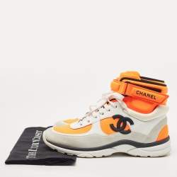Chanel Tricolor Leather and Neoprene CC High Top Sneakers Size 41