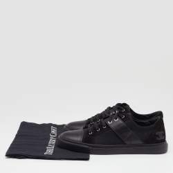 مملوكة مسبقًا Chanel Black Leather and Canvas CC Low Top Sneakers Size 41