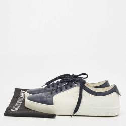Chanel  Blue/White Rubber and Leather CC Trainer Low Top Sneakers Size 42