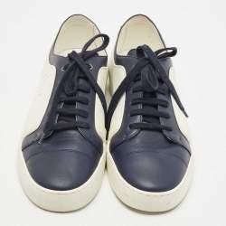 Chanel  Blue/White Rubber and Leather CC Trainer Low Top Sneakers Size 42