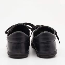 Chanel Black Leather CC Cap Toe Low Top Sneakers Size 44