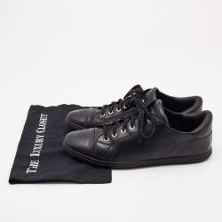 Chanel Black Leather CC Cap Toe Low Top Sneakers Size 44