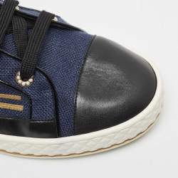Chanel Navy Blue/Black Canvas and Leather CC High Top Sneakers Size 41