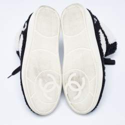 Chanel Black/White Shearling High Top Sneakers Size 42