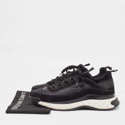 Chanel Black Fabric And Suede CC Low Top Sneakers Size 45