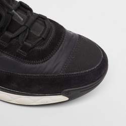 Chanel Black Fabric And Suede CC Low Top Sneakers Size 45