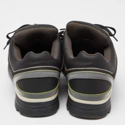 Chanel Grey/Black Leather and Suede CC Low-Top Sneakers Size 42