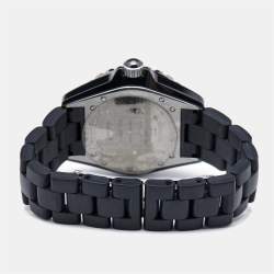 Chanel Black Ceramic Stainless Steel Rubber J12 H0684 Men's Wristwatch 39 mm