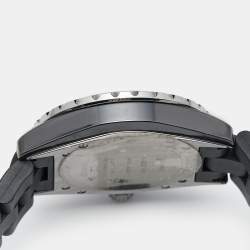 Chanel Black Ceramic Stainless Steel Rubber J12 H0684 Men's Wristwatch 39 mm