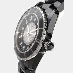 Chanel Black Ceramic Diamond J12 H1757 Automatic Men's Wristwatch 40 mm