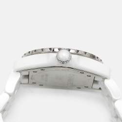 Pre Owned Chanel J12 H3827 Limited Edition White Dial Ceramic Stainless Steel Unisex Wristwatch 38 mm