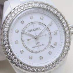 Chanel White Stainless Steel Ceramic J12 H7189 Automatic Men's Wristwatch 38 mm