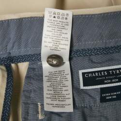 Charles Tyrwhitt Beige Gabardine Extra Slim Fit Trousers S